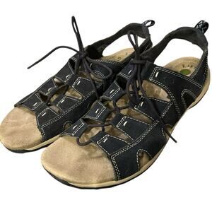 Earth Origins Women's Sassy Gladiator Navy Suede Sandals w/Laces Size 10M
